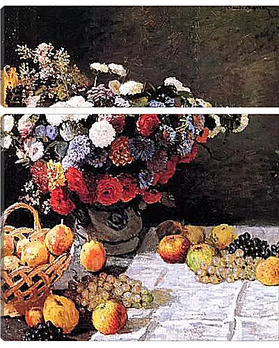 Модульная картина - Still-Life with Flowers and Fruits. Клод Моне