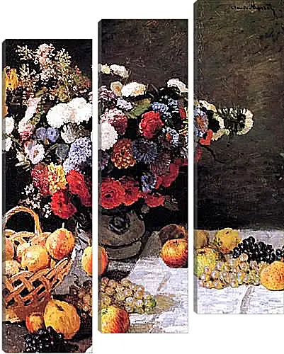 Модульная картина - Still-Life with Flowers and Fruits. Клод Моне