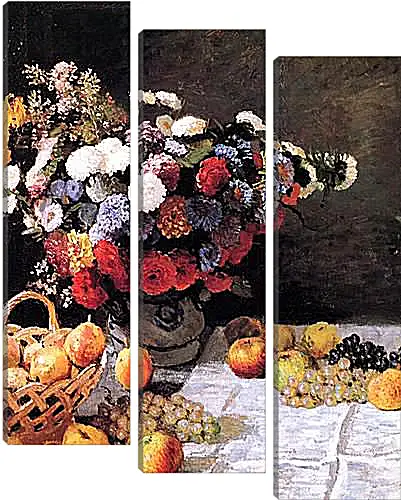 Модульная картина - Still-Life with Flowers and Fruits. Клод Моне