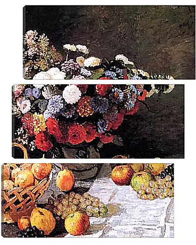 Модульная картина - Still-Life with Flowers and Fruits. Клод Моне