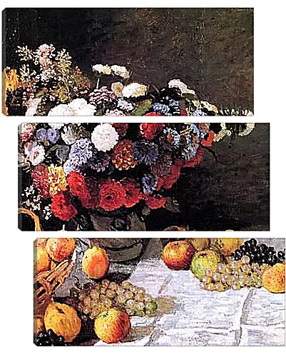 Модульная картина - Still-Life with Flowers and Fruits. Клод Моне