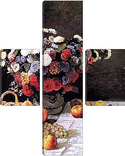 Модульная картина - Still-Life with Flowers and Fruits. Клод Моне