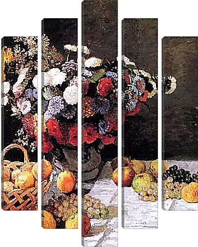 Модульная картина - Still-Life with Flowers and Fruits. Клод Моне