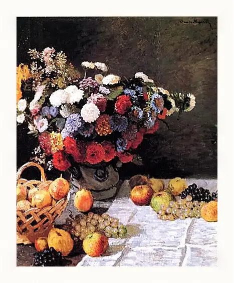 Картина в раме - Still-Life with Flowers and Fruits. Клод Моне