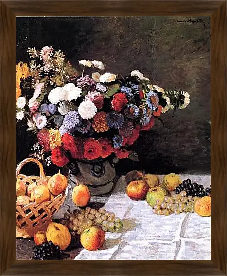 Картина в раме - Still-Life with Flowers and Fruits. Клод Моне