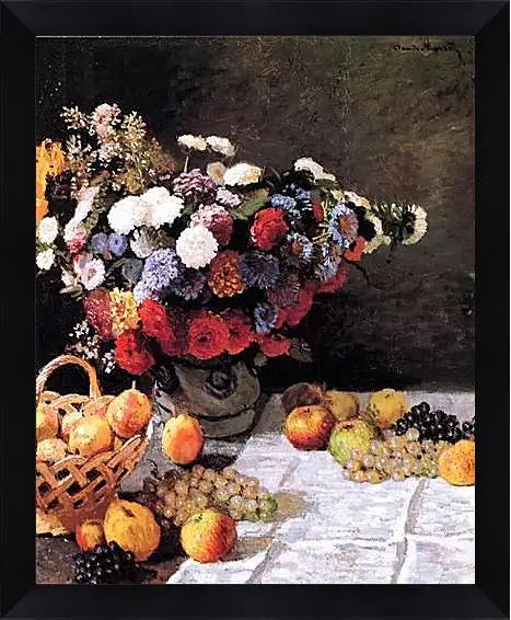 Картина в раме - Still-Life with Flowers and Fruits. Клод Моне