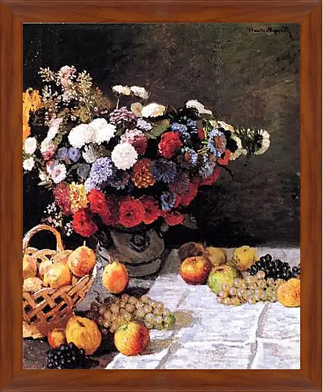 Картина в раме - Still-Life with Flowers and Fruits. Клод Моне