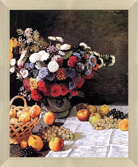 Картина в раме - Still-Life with Flowers and Fruits. Клод Моне