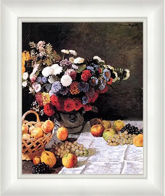 Картина в раме - Still-Life with Flowers and Fruits. Клод Моне