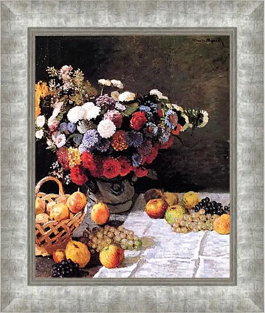 Картина в раме - Still-Life with Flowers and Fruits. Клод Моне