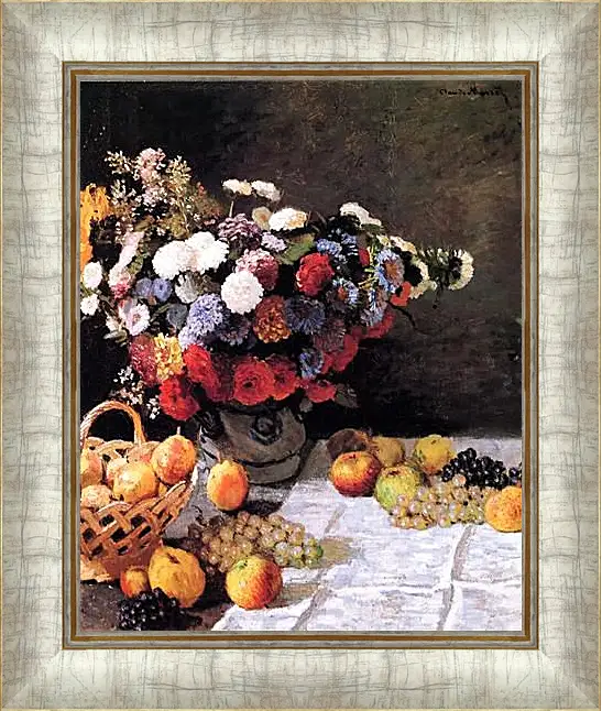 Картина в раме - Still-Life with Flowers and Fruits. Клод Моне