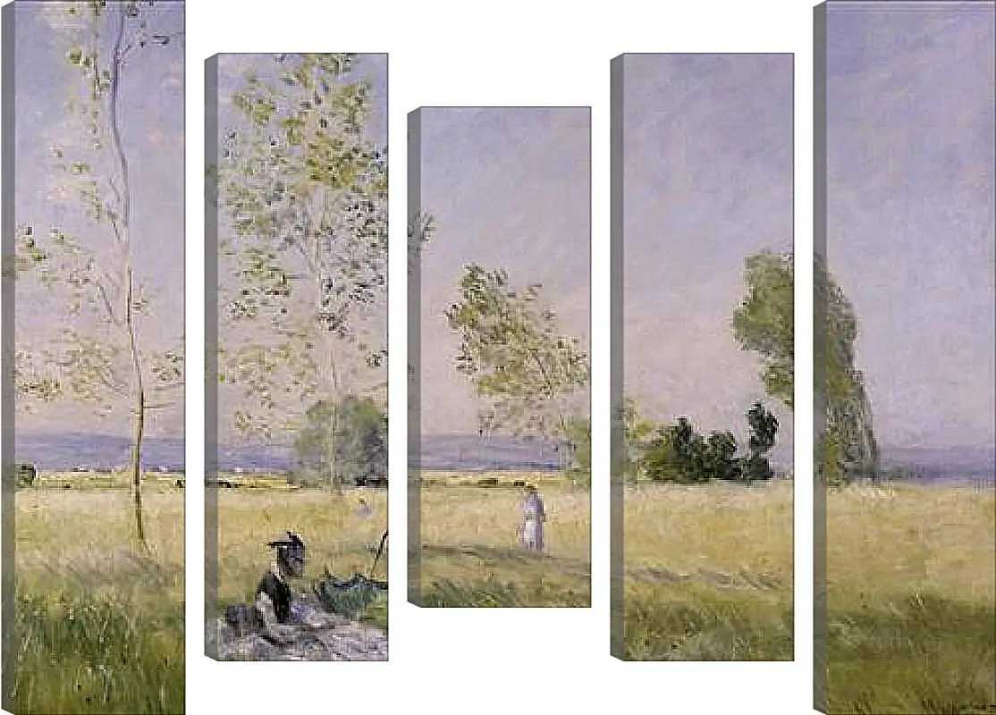 Модульная картина - Meadow at Bezons. Клод Моне