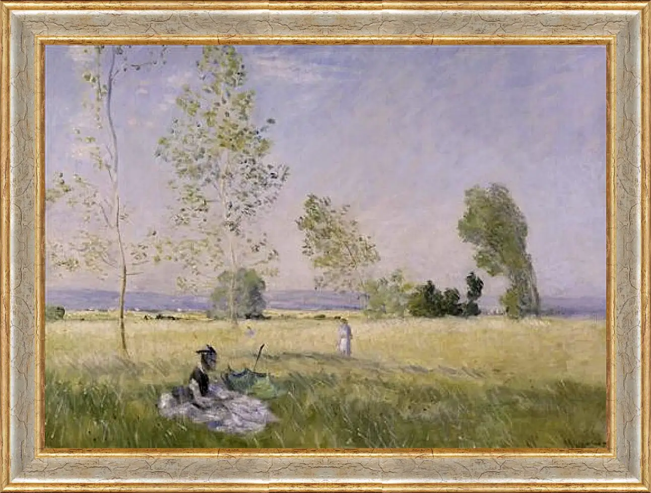 Картина в раме - Meadow at Bezons. Клод Моне