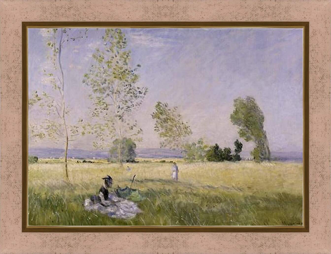 Картина в раме - Meadow at Bezons. Клод Моне