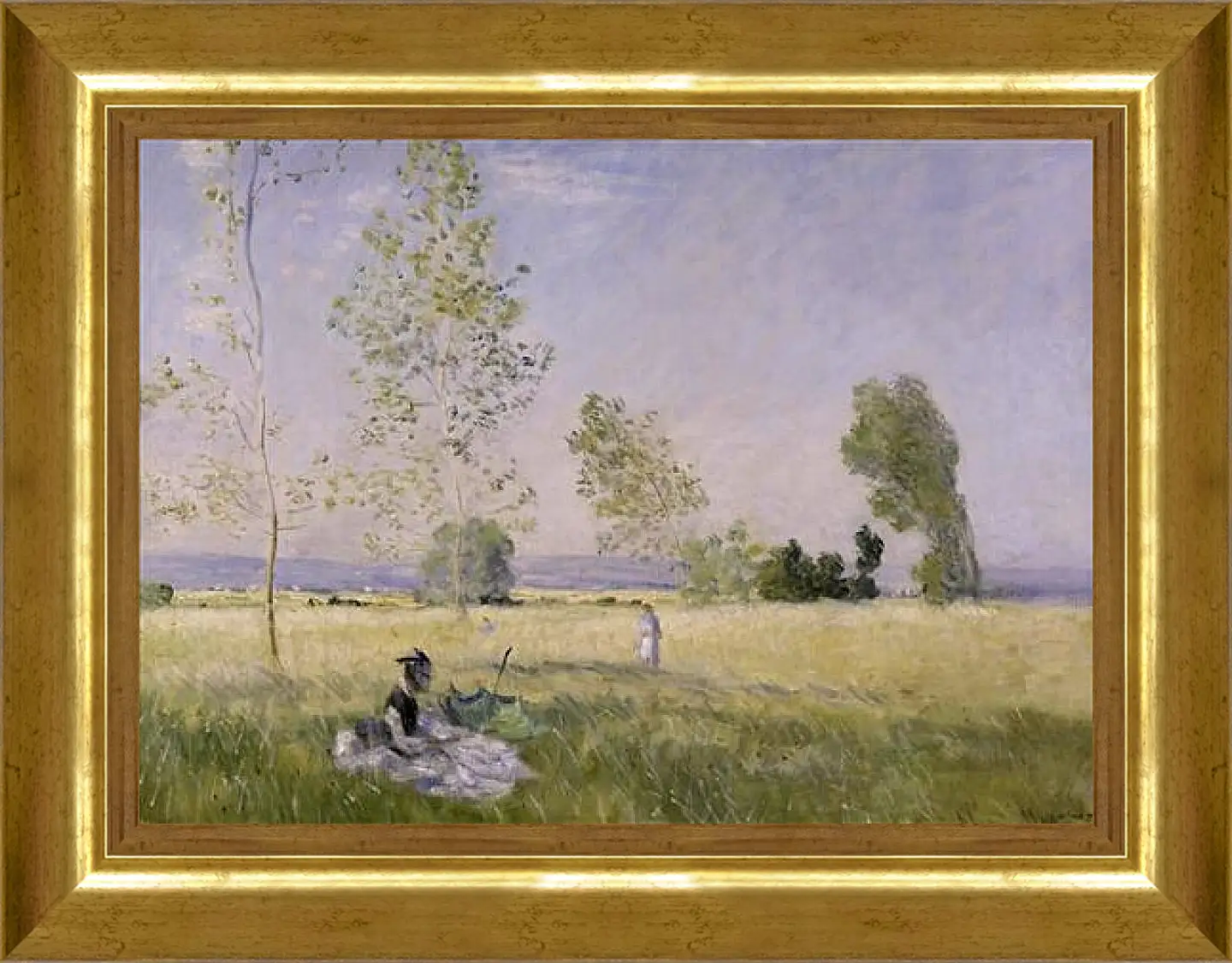 Картина в раме - Meadow at Bezons. Клод Моне