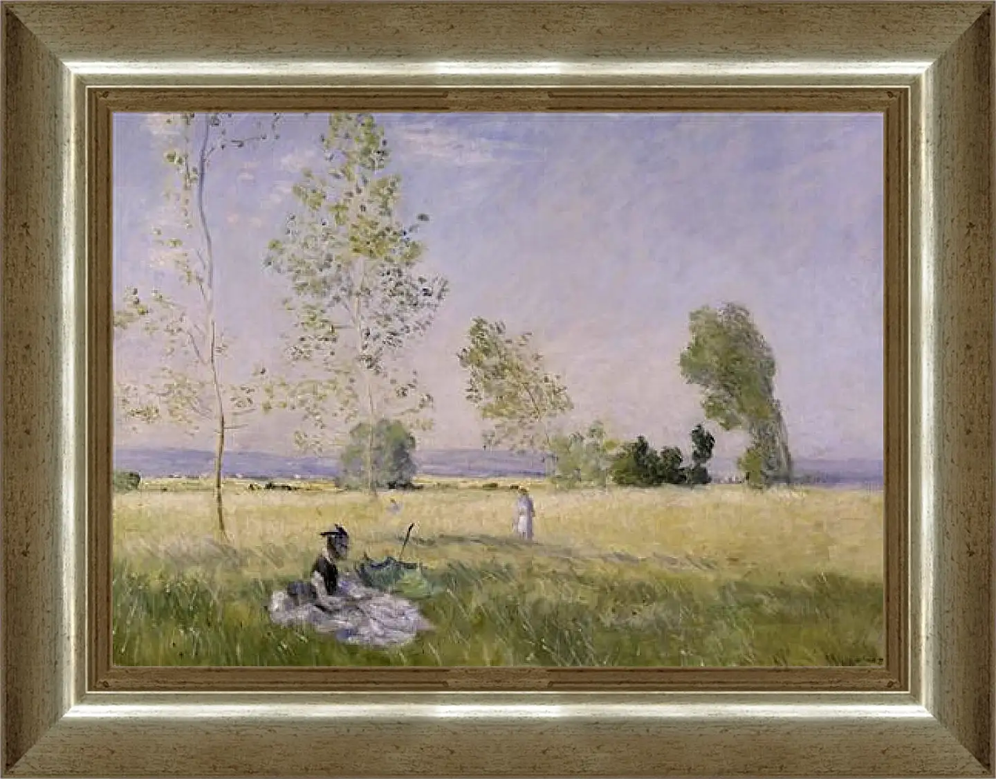 Картина в раме - Meadow at Bezons. Клод Моне