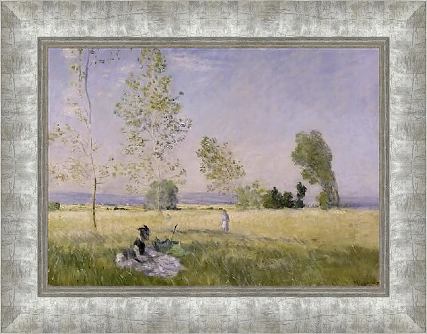 Картина в раме - Meadow at Bezons. Клод Моне