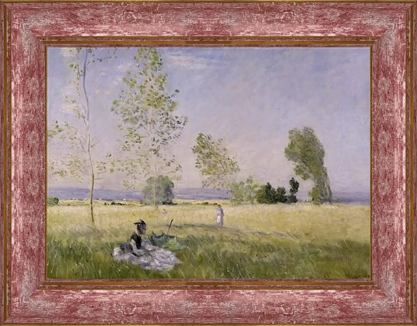 Картина в раме - Meadow at Bezons. Клод Моне