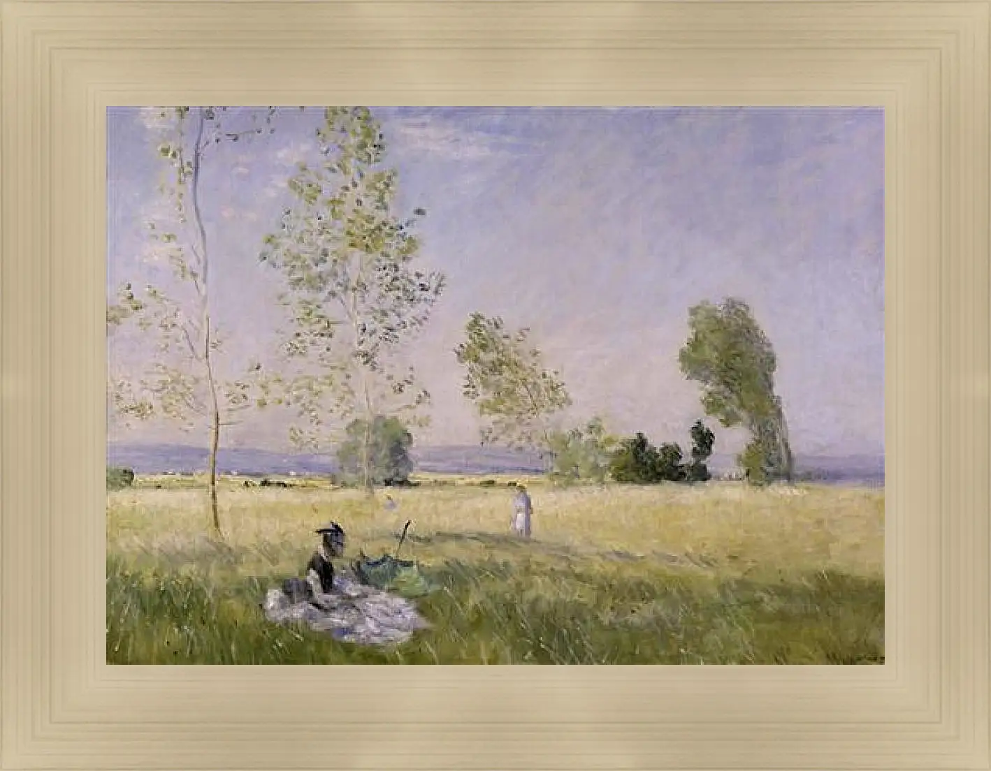 Картина в раме - Meadow at Bezons. Клод Моне
