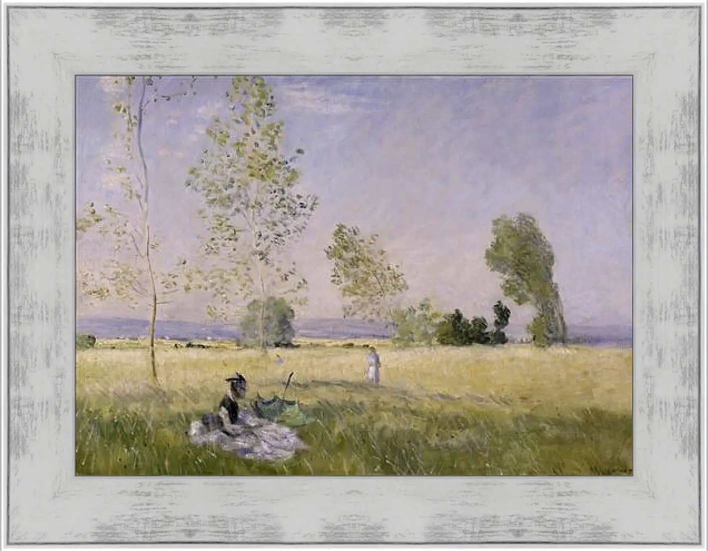 Картина в раме - Meadow at Bezons. Клод Моне