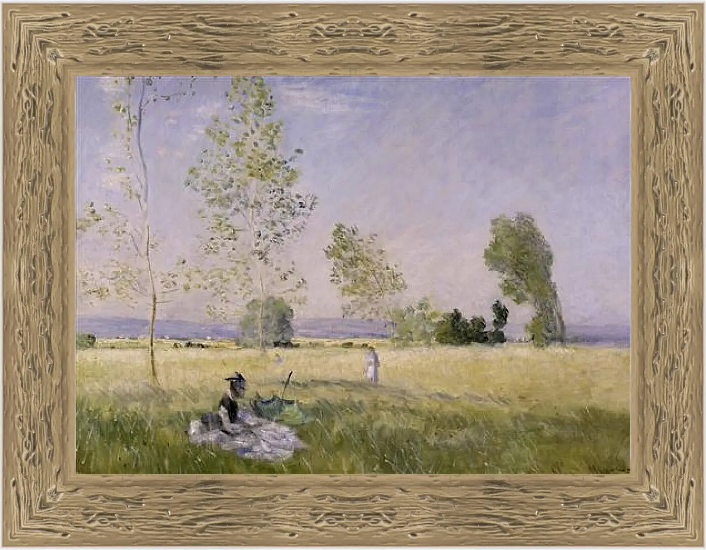 Картина в раме - Meadow at Bezons. Клод Моне