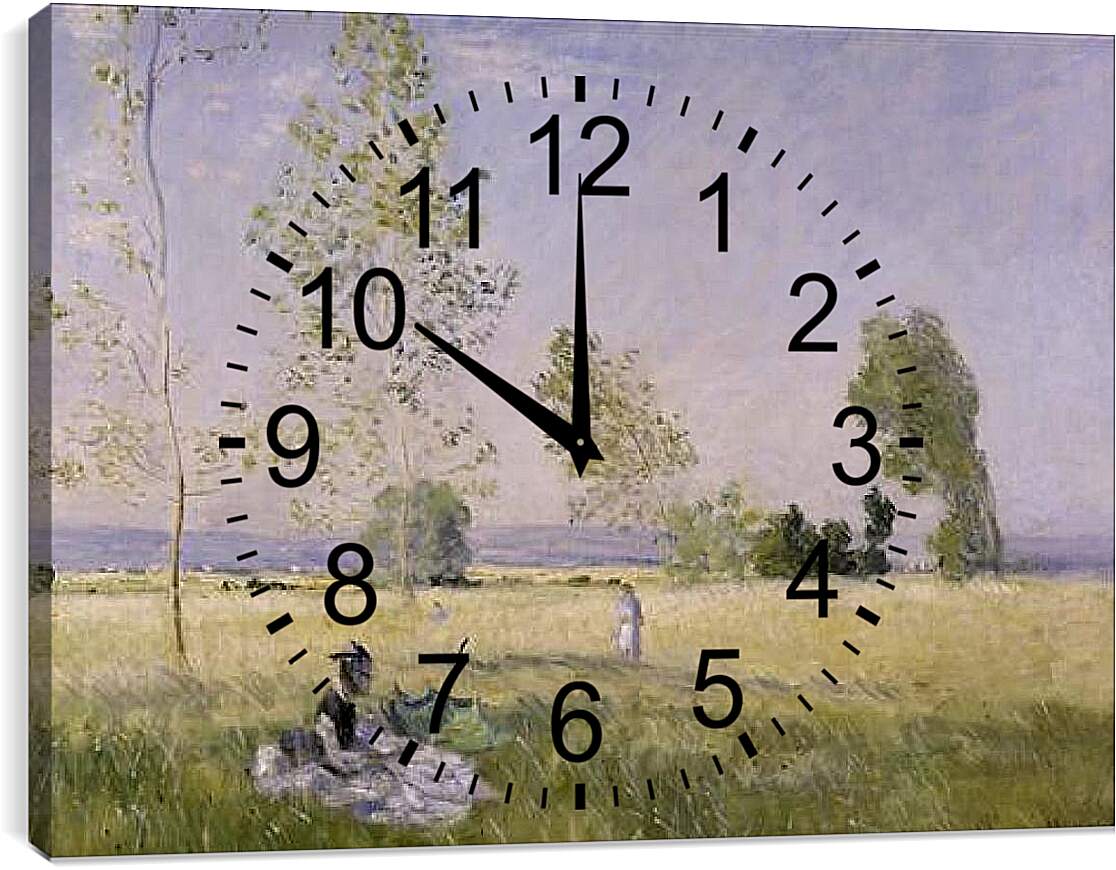 Часы картина - Meadow at Bezons. Клод Моне