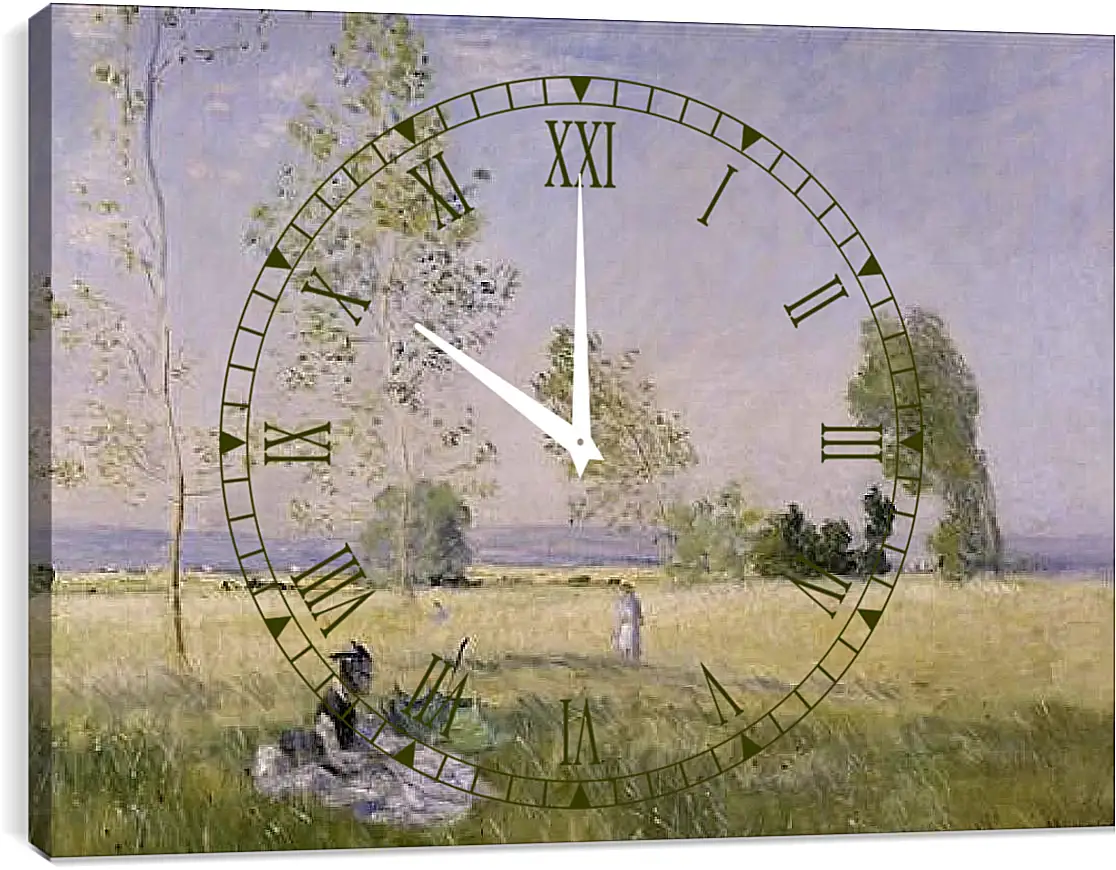 Часы картина - Meadow at Bezons. Клод Моне