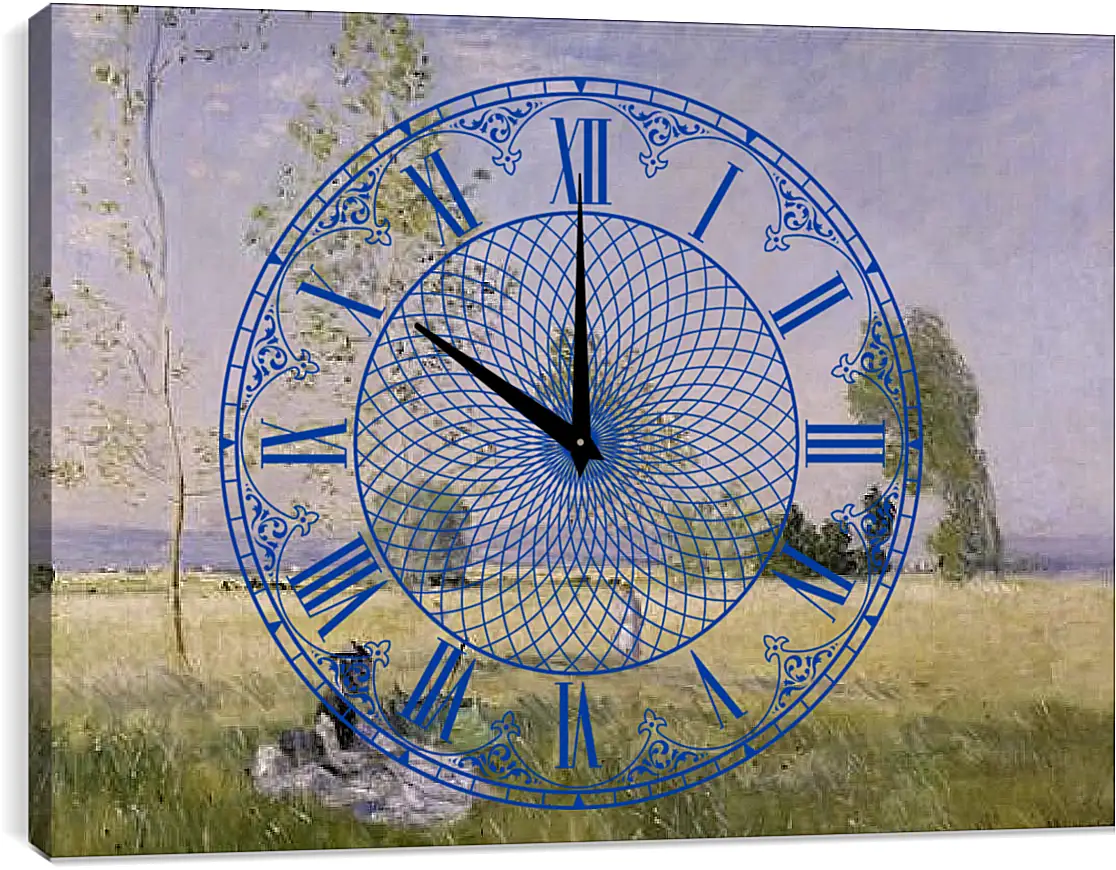 Часы картина - Meadow at Bezons. Клод Моне
