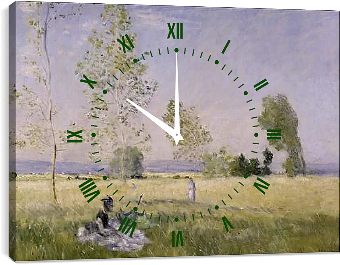 Часы картина - Meadow at Bezons. Клод Моне