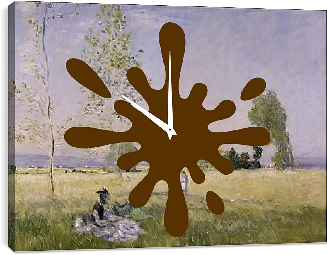 Часы картина - Meadow at Bezons. Клод Моне