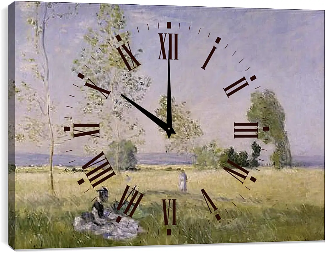 Часы картина - Meadow at Bezons. Клод Моне