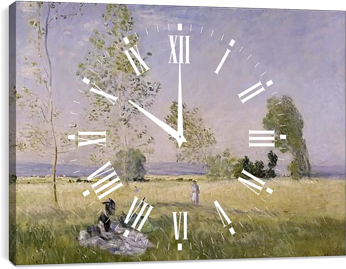 Часы картина - Meadow at Bezons. Клод Моне