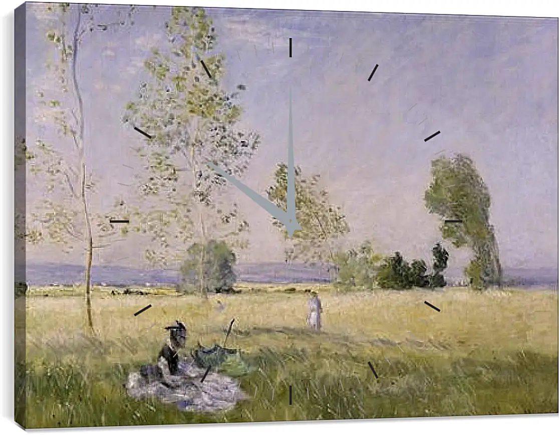 Часы картина - Meadow at Bezons. Клод Моне