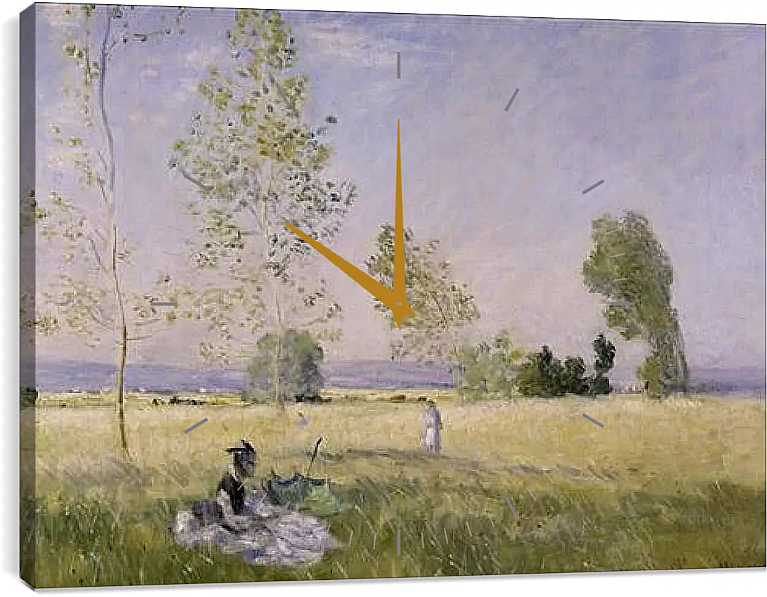 Часы картина - Meadow at Bezons. Клод Моне