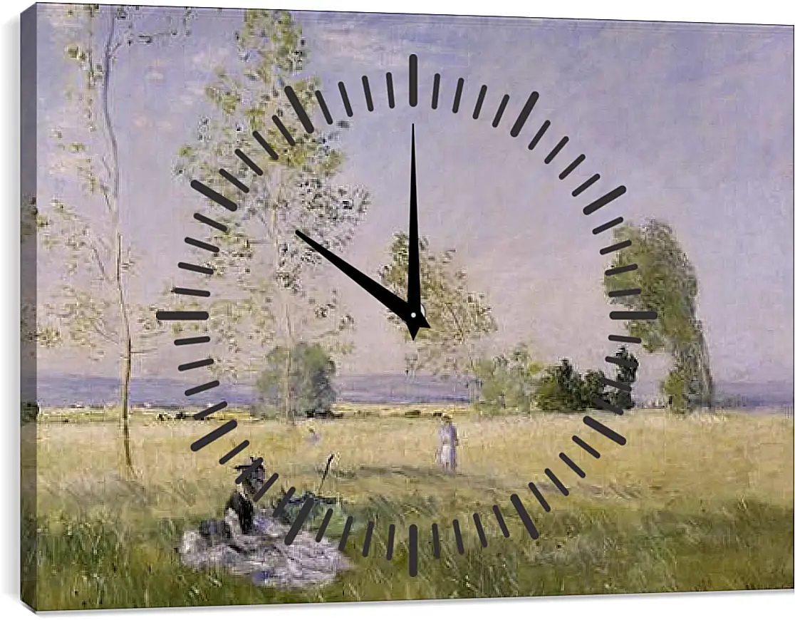 Часы картина - Meadow at Bezons. Клод Моне