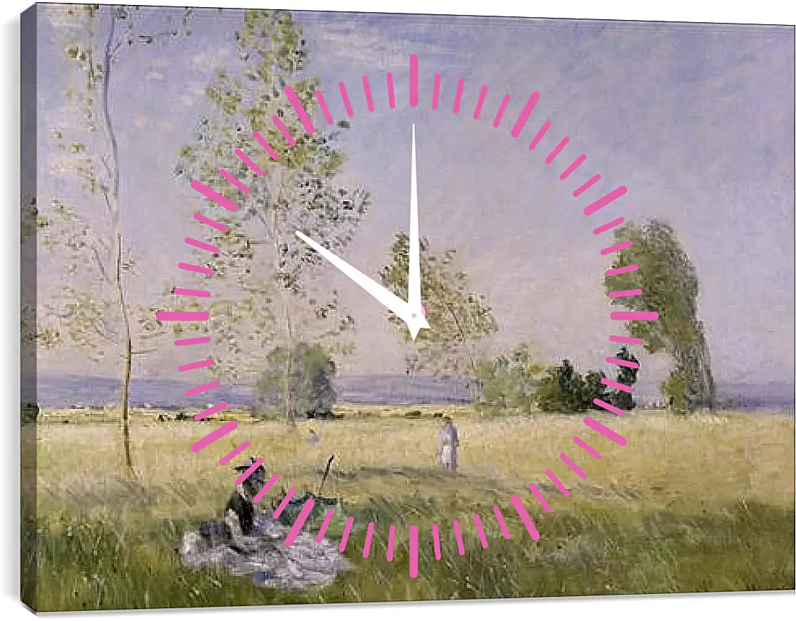 Часы картина - Meadow at Bezons. Клод Моне