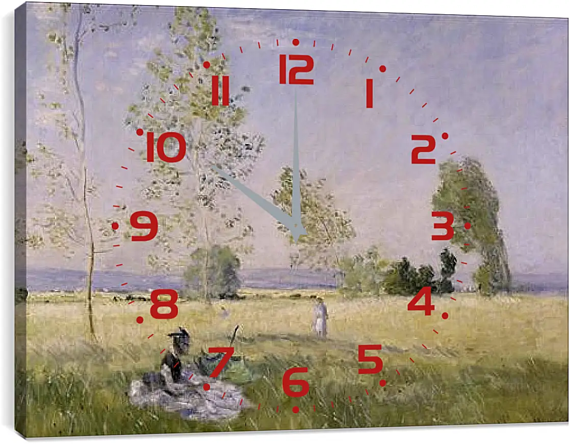 Часы картина - Meadow at Bezons. Клод Моне