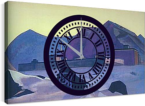 Часы картина - Монастырь Шаругён. Рерих Николай