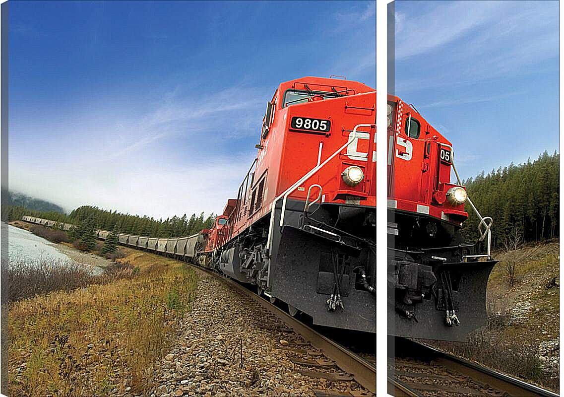 Модульная картина - Красный поезд