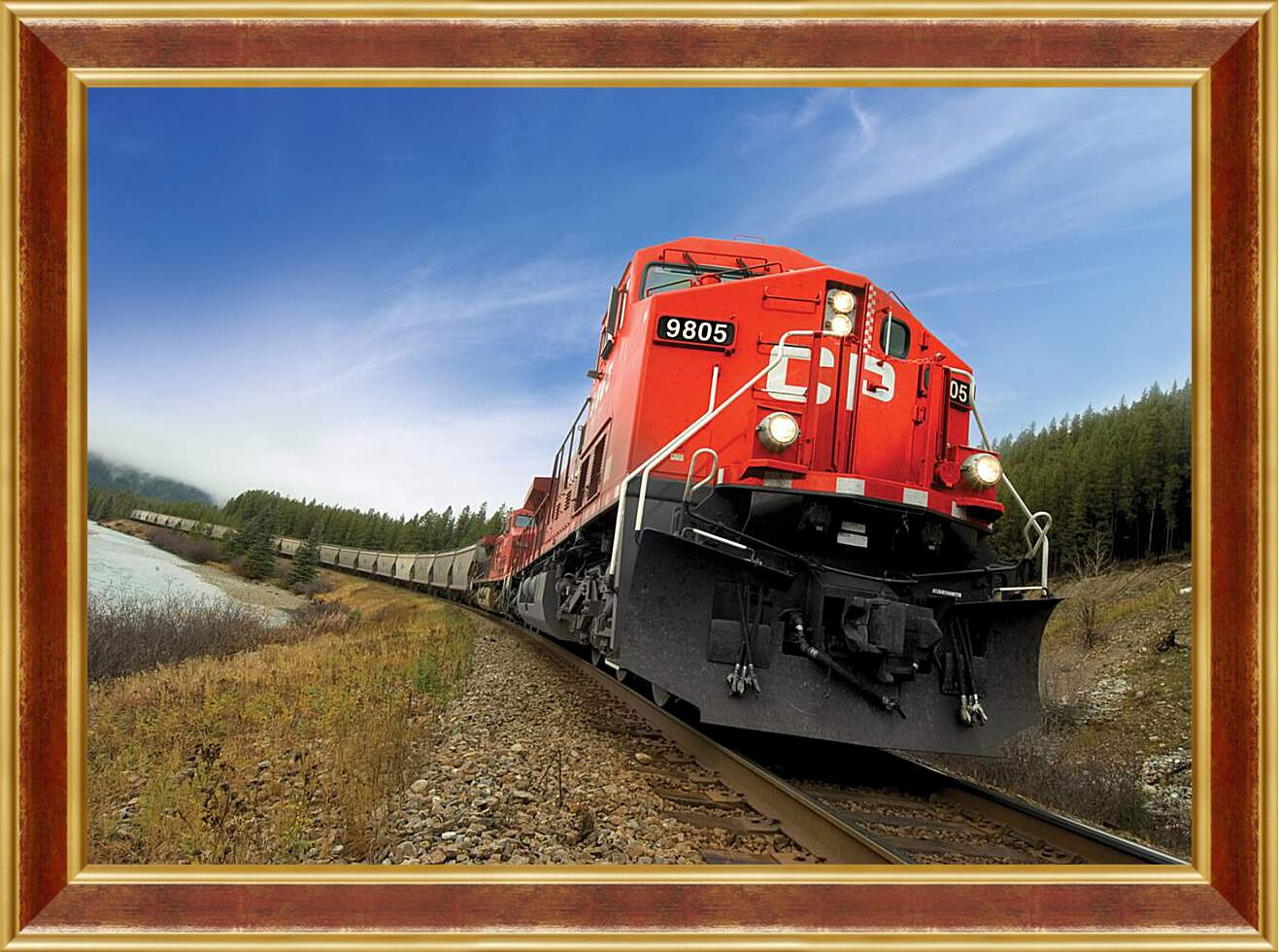 Картина в раме - Красный поезд