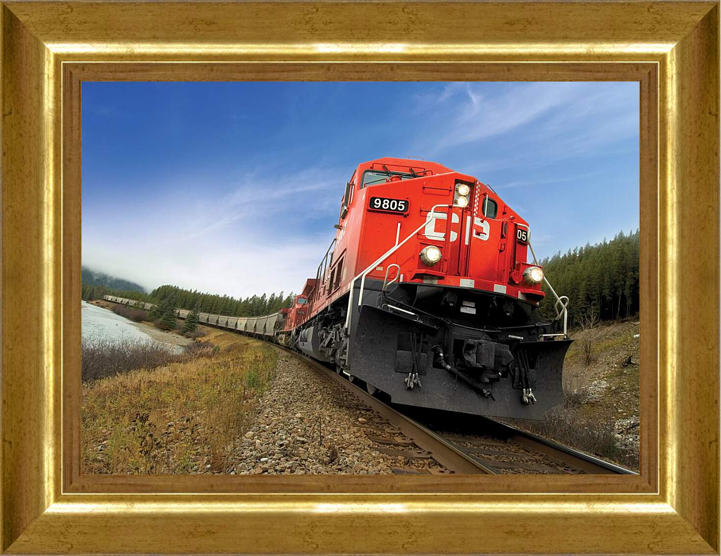 Картина в раме - Красный поезд