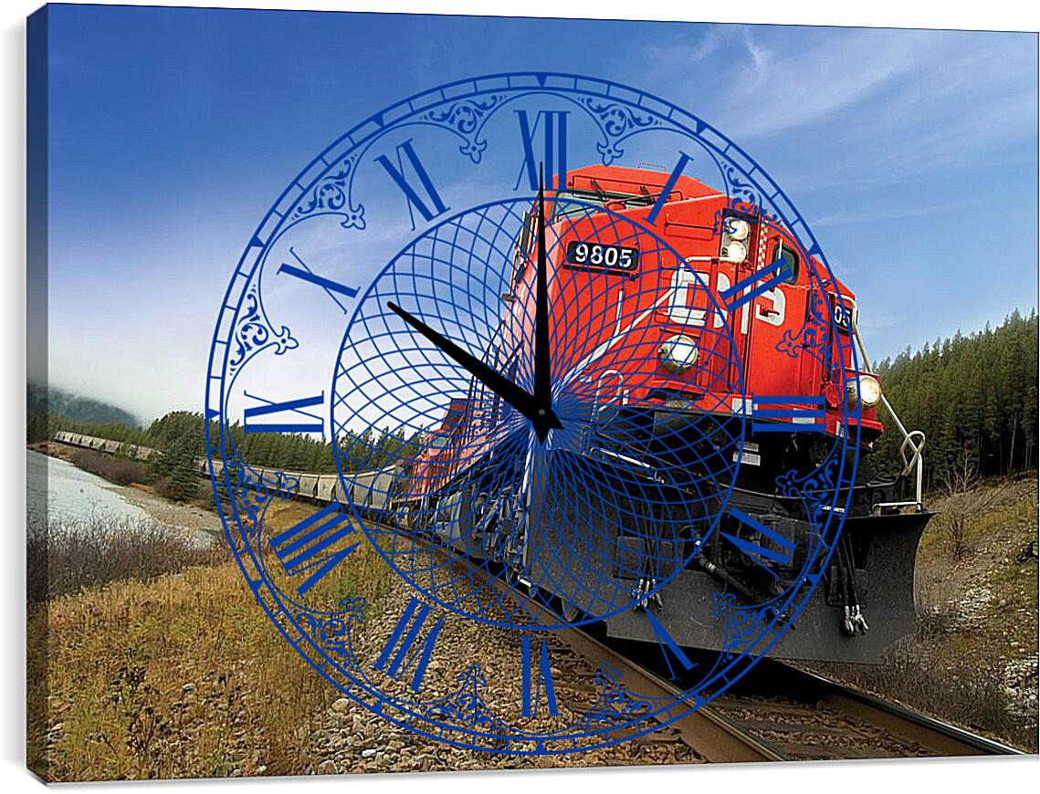 Часы картина - Красный поезд