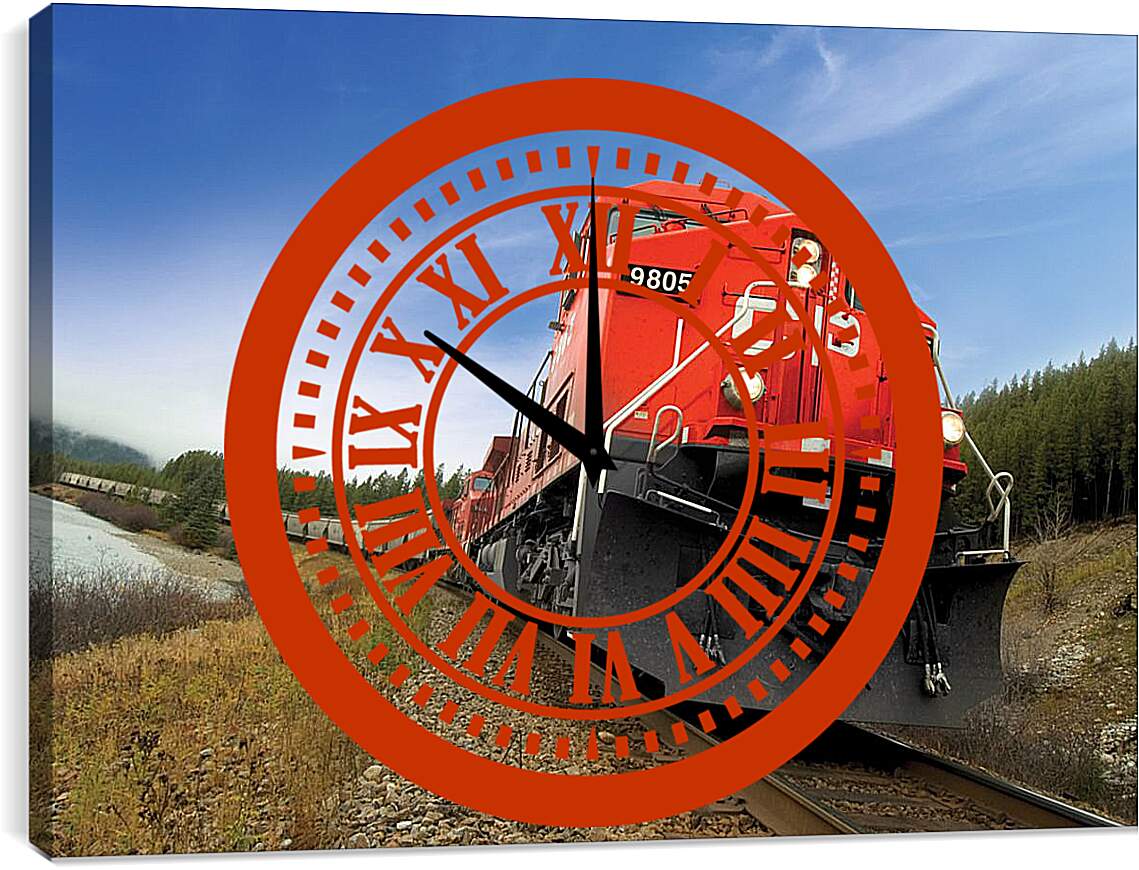Часы картина - Красный поезд