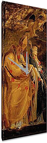 Часы картина - Altarpiece of Raising of Cross (Outer Wing Staints Amandus and Walburga). Питер Пауль Рубенс