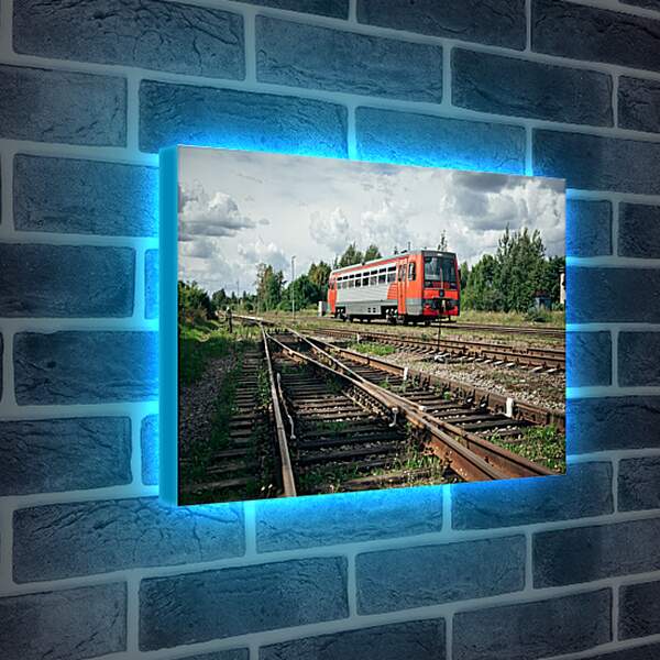 Лайтбокс световая панель - Поезд на путях