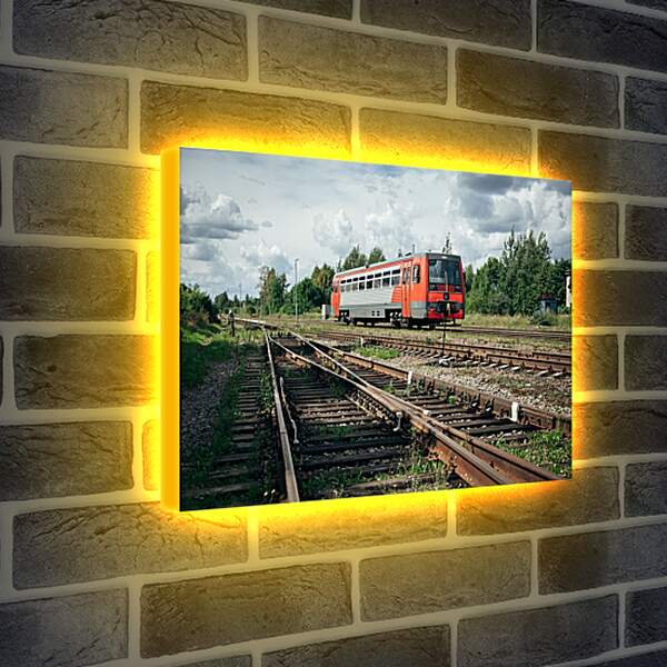 Лайтбокс световая панель - Поезд на путях