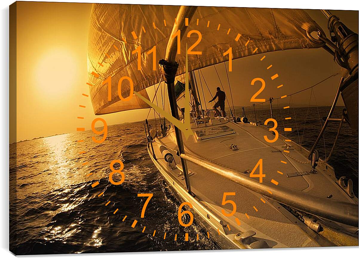 Часы картина - Яхта на закате
