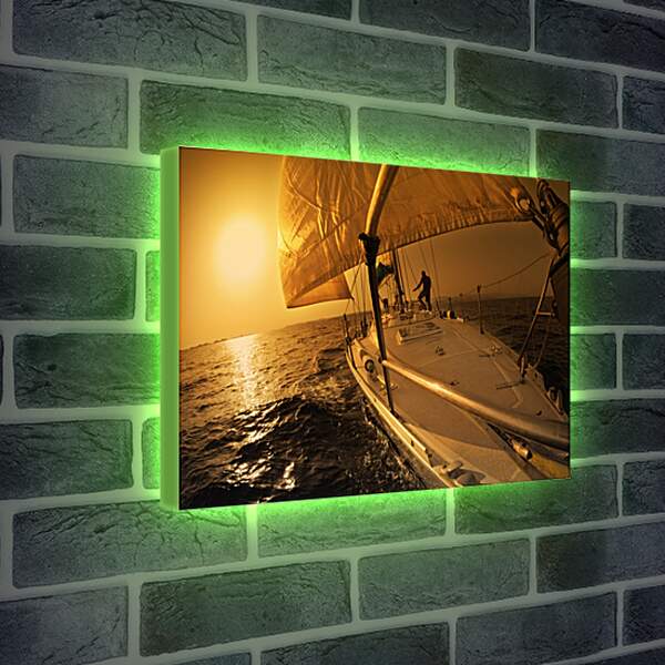 Лайтбокс световая панель - Яхта на закате