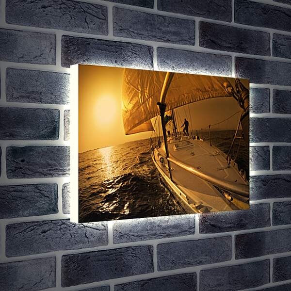Лайтбокс световая панель - Яхта на закате
