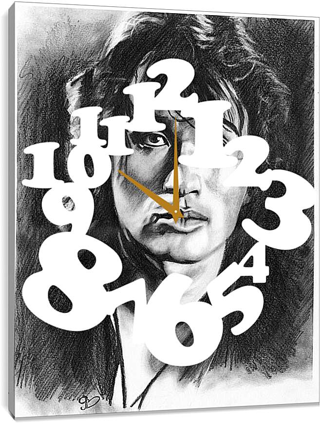 Часы картина - Виктор Цой рисунок карандашом